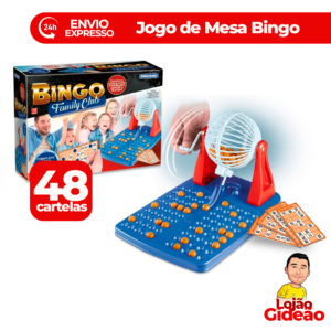 Jogo de Bingo 48 Cartelas Com Roleta Brinquedo Para Família e Amigos