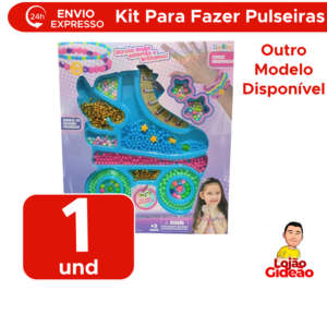 Kit Infantil Para Fazer Acessórios Pulseira Estilosa Miçangas Maleta Infantil Meninas Beleza