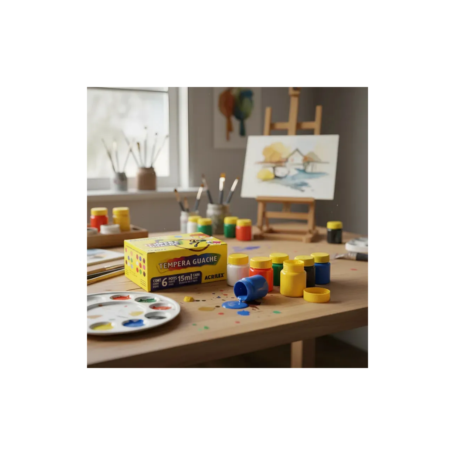 Kit Com 12 Caixas De Tinta Guache Pequena 15ml Com 6 Cores Primárias Para Lista De Material Escolar - Imagem 2