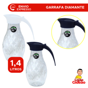 Garrafa Diamante 1,4L Para Água Suco Bebidas Com Design Decorativo