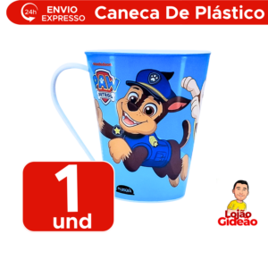 Caneca Plástica Infantil Patrulha Canina 360ml Para Crianças Resistente Durável