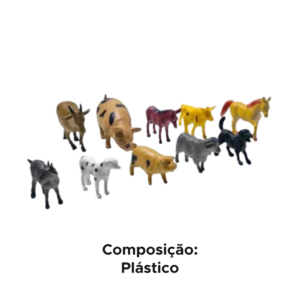 Kit Com 10 Peças Vida Na Fazenda Animais Sortidos