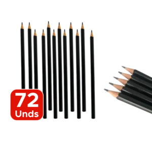 Kit Com 72 Lápis Grafite HB Sextavado Preto Sem Borracha Onda