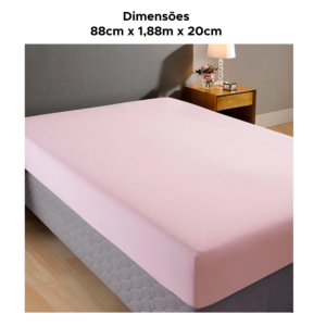 Lençol Com Elástico Microfibra Avulso De Solteiro 100% Poliéster 88cm x 1,88m x 20cm