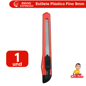 Estilete 9mm Pequeno Retrátil Reforçado Escolar Escritório Plástico Aço