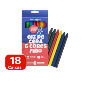 Kit 18 Giz de Cera Fino 6 Cores Para Lembrancinhas Festas e Prendas