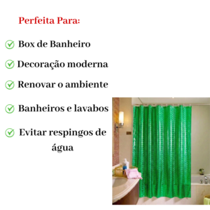 Cortina Box De Banheiro 30% EVA 70% Polietireno Impermeável Antimofo 1,40 x 1,80 metros
