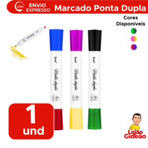 Marcador Para Quadro Branco Canetão Ponta Dupla 2 em 1