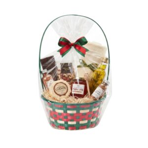 Cesta de Natal Bambu Feliz Natal 43x26cm Decoração de Mesa e Ceia