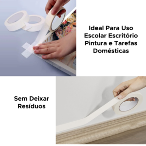 Fita Crepe 19mm x 10m Para Pintura Artesanato Escolar e Uso Doméstico