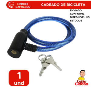 Corrente De Bicicleta De Cabo De Aço Com Trava E Chave Reforçado Grande