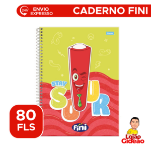 Cadernos Fini Perfumado 1 Matéria A4 Universitário Espiral Feminino 80 Folhas com Adesivo