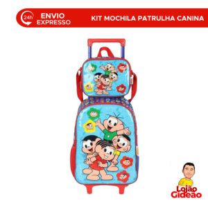 Mochila de Carrinho com Lancheira Turma da Monica Infantil Com Alça e Rodinha Reforçada