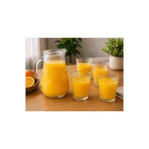 Kit Jarra de Vidro 1,5L Com 4 Copos Transparente Para Água Suco Mesa Posta