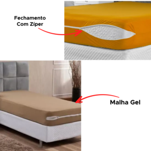Capa De Colchão Solteiro Malha Gel Box Tecido Com Zíper 100% Poliéster