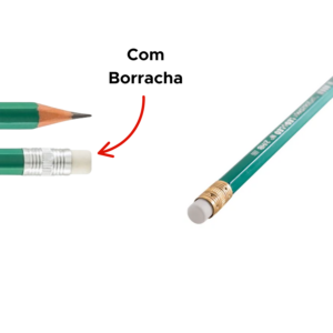 Kit 12 Lápis Grafite HB Sextavado Verde Com Borracha Para Escola Escritorio