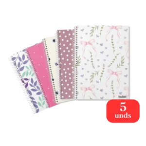 Kit Com 5 Cadernos 10 Matérias 160 Folhas Capa Dura Escolar Faculdade Sortido Feminino