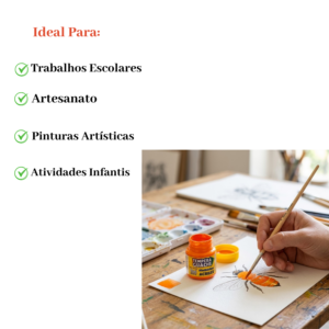 Kit 12 Tintas Guache 15ml Laranja Escolar Artesanato Pintura