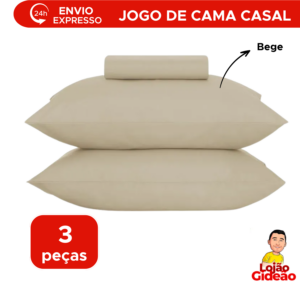 Jogo De Cama De Casal Super Cotton Simples Liso Com Elast 3 Peças
