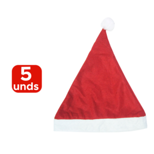 Kit 5 Gorros Papai Noel Feltro Vermelho Touca Natalina Festa