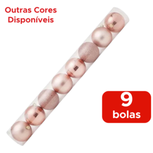 Kit 9 Bolinhas De Natal 6cm Enfeite Bolas Com Glite Para Árvore De Natal
