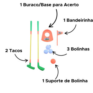 Jogo Mini Golf Infantil Brinquedo Interativo Diversão Em Família Completo Com 8 Peças