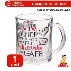Caneca de Vidro 320ml Estampada Resistente Para Café Chá Presente