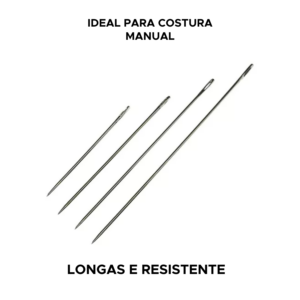 Kit 4 Agulhas Longas de Costura Grande Para Patchwork Sacaria Consertos
