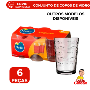 Jogo 6 Copos de Vidro 265ml Para Água Suco Restaurante Cozinha Casa
