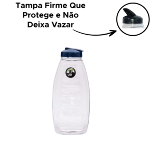 Garrafa De água Canoa Cristal Tampa Preta De Plástico Resistente 1500ml Para Geladeira