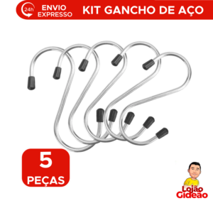 Kit 5 Ganchos S 7cm Metal Aço Inox Multiuso Cozinha Armário Área Serviço