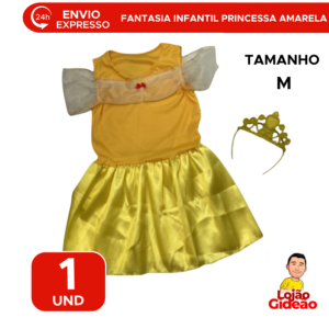 Fantasia Infantil Bela Princesa Para Menina Com Coroa Festa Carnaval
