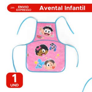 Avental Infantil Turma da Mônica Impermeável Escolar Pintura e Culinária Rosa