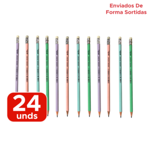 Kit 24 Lápis Redondo Reciclado Colorido Para Escola Revenda Atacado
