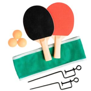 Kit Ping Pong 8 Peças Tenis De Mesa Com Rede 3 Bolinhas 2 Raquete
