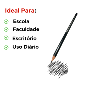 Kit Com 72 Lápis Grafite HB Sextavado Preto Sem Borracha Onda