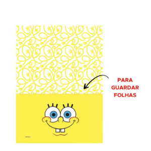 Caderno Bob Esponja 1 Matéria Universitário 80 Folhas Escolar Faculdade Com Adesivo