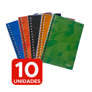 Kit 10 Caderno Caderneta 96 folhas Capa Flexível 1/8 Pequeno
