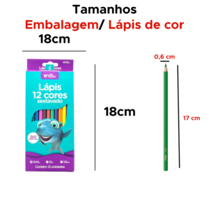 Lapis de Cor 12 Cores Sextavado Onda Material Escolar