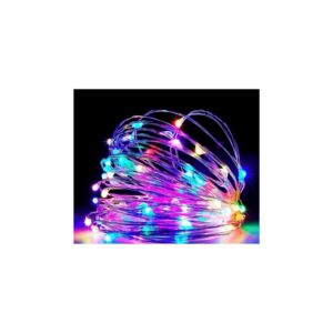 Fio de Cobre 5 Metros 50 LEDs Coloridos à Pilha Natal Pisca Pisca