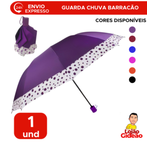 Guarda-Chuva Barracão Grande 65cm Resistente Bolinha Para Chuva