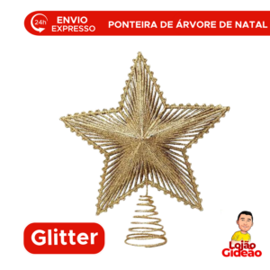 Estrela Ponta De Arvore De Natal Com Brilho Ponteira de Arvore Decoração De Natal