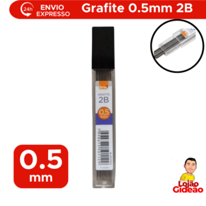 Grafite 2B 5mm Para Lapiseira 12 Unidades Refil Ponta Fina Escolar