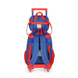 Kit Mochila de Rodinha e Costas + Lancheira Super Mario Infantil Vermelha Oficial