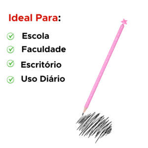 Kit Com 18 Lápis Grafite HB Redondo Estrela Com Ponteira Material Escolar