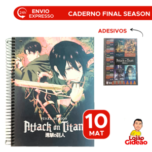 Caderno Universitário 10 Matérias Attack On Titans 160 Fls