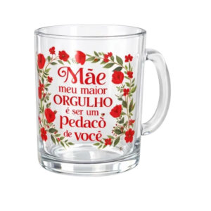 Caneca Mãe 320ml Vidro Presente Dia das Mães Xícara