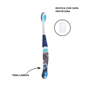 Escova Dental Com Capa Protetora Carros Com Cerdas Macias Para Meninos kids Crianças Infantil