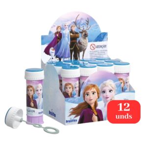 Kit 12 Bolhas de Sabão Frozen Disney 60ml Perfumada Atóxica Infantil
