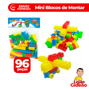 Bloco de Montar Pedagógico 96 Peças Infantil +3 Anos Educativo